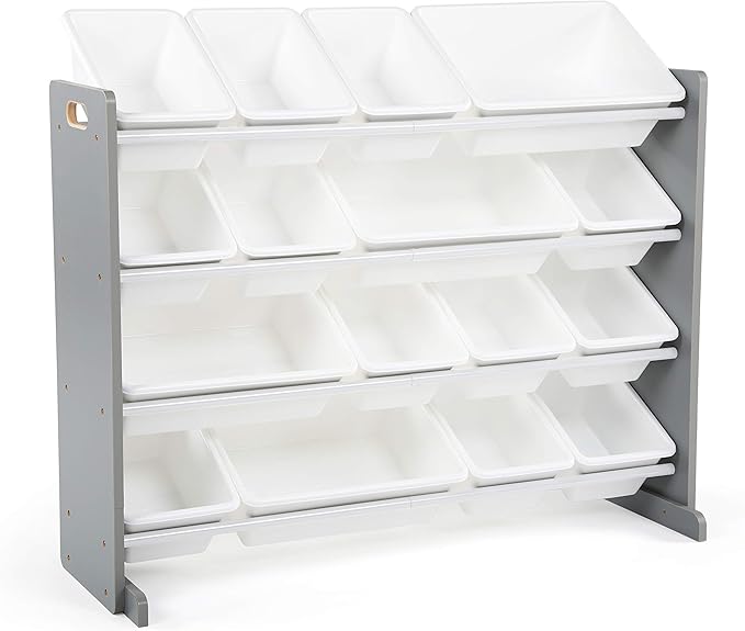 Humble Crew Supersized Toy Storage Organizer with 16 Removable Bins, Grey/White – Large Toy Storage for Toddlers Ideal for Kids' Rooms, Playrooms, and Nurseries - Modern Toy Bins for Kids-Ruum Studio Home