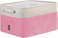 BALEINE 1 Pack Fabric Storage Bins for Shelves, Linen Storage Baskets for Organizing, Decorative Closet Bins for Clothes, Home (Pink, 15''x11''x9.5'')-Ruum Studio Home
