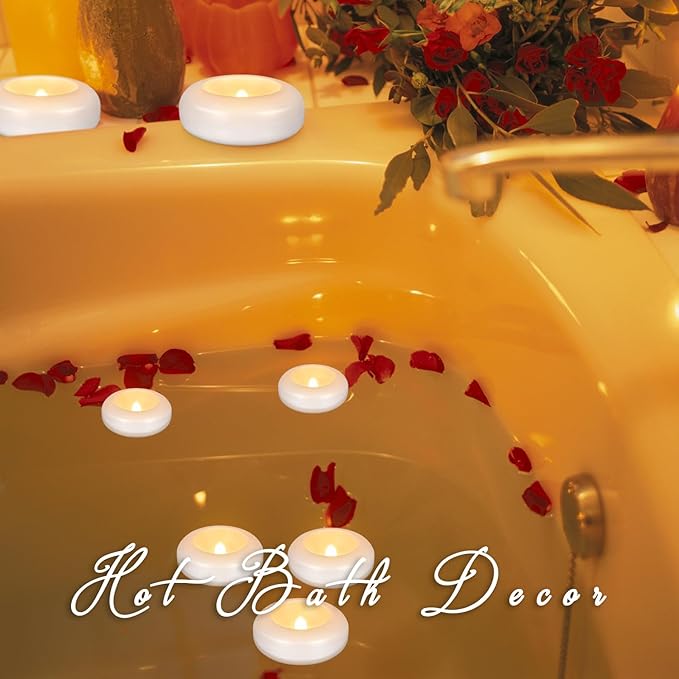 24 Pack 3”Floating Candles Water-Activated Flameless LED Candle, 120 Hour White Battery Operate Waterproof Tealights for Cylinder Vases, Centerpieces at Wedding, Party, Pool,Romantic.-Ruum Studio Home