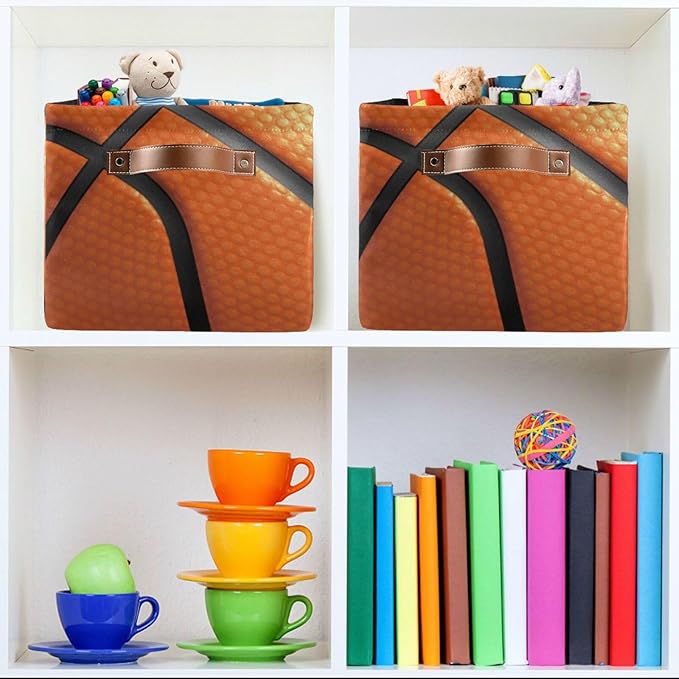 Storage Basket Bin Basketball Organizer Basket Collapsible Shelf Basket Cube with handle for Nursery Bedroom Bathroom, one sizex1-Ruum Studio Home