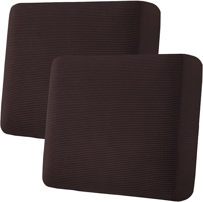 H.VERSAILTEX Super Stretch Individual Seat Cushion Covers - Thick Jacquard Textured Twill Fabric (2 Piece Large Sofa Cushion Covers, Chocolate)-Ruum Studio Home