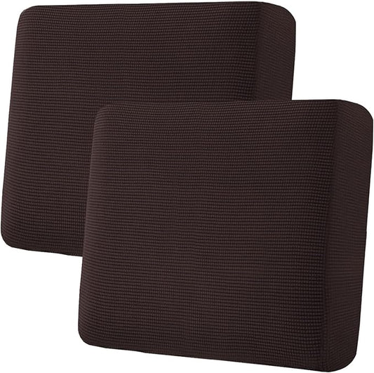 H.VERSAILTEX Super Stretch Individual Seat Cushion Covers - Thick Jacquard Textured Twill Fabric (2 Piece Large Sofa Cushion Covers, Chocolate)-Ruum Studio Home