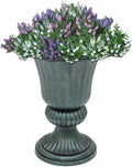 Athena Collection 20''H Garden Plastic Urn Vintage Tall Planter Urn Patio Large Flower Pot Porch Planter Large Planter for Indoor Outdoor Plant, Dark Green-Ruum Studio Home