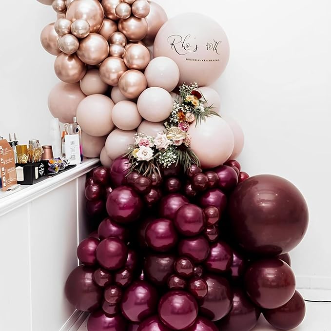 130pcs Burgundy Balloons Different Sizes 18" 12" 10" 5" Wine Red Balloons for Birthday Graduation Bride Baby Shower Wedding Decorations-Ruum Studio Home