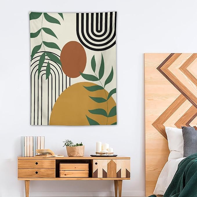 ICMOLYYENLO Boho Plant Aesthetic Tapestry, Abstract Medieval Arch Sun Home Aesthetic Wall Hanging For Bedroom Living Room Dormitory Tapestry 60x80 Inches-Ruum Studio Home