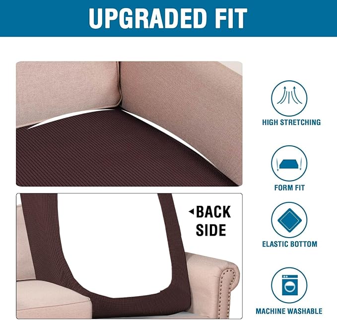 H.VERSAILTEX Super Stretch Individual Chaise Cover Sectional Couch Covers for L Shaped Sofa Both Left/Right Featuring Thick Jacquard Textured Twill Fabric (1 Piece Chaise Cover, Chocolate)-Ruum Studio Home