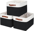 Storage Bins Large Fabric Storage Baskets for Shelves 3 Pack, Decorative Linen Closet Baskets with Handles for Organizing, Shelf, Clothes, Home, Office, 15x11x9.5Inches (Black&White)-Ruum Studio Home