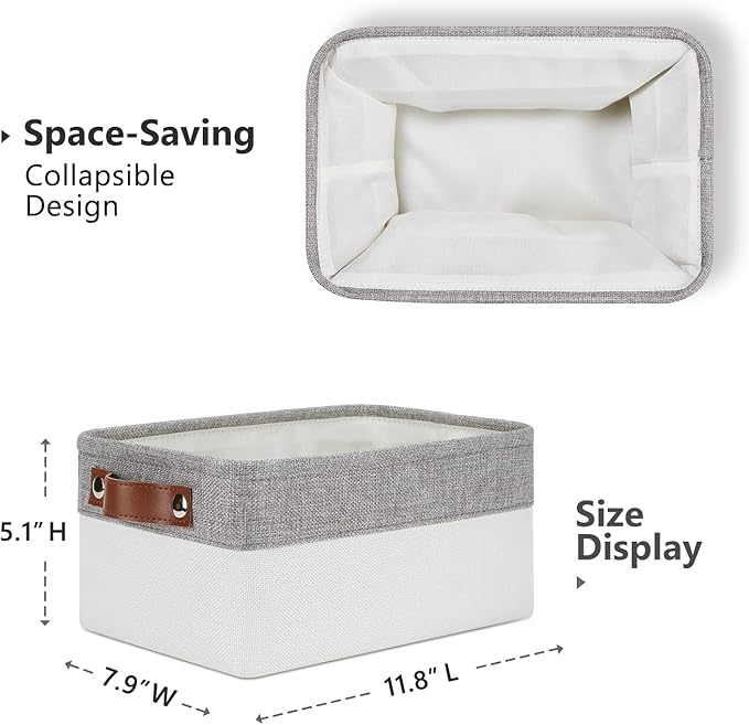 DULLEMELO Storage Baskets Bins for Organizing, Small Fabric Baskets for Shelves, Closets, Nursery, Home, Office, Empty Gift Baskets (6-Pack, Grey&White)-Ruum Studio Home