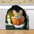 Mouse Reading Book, Wall Decor Sticker Decal, Kids Room, Classroom, Home, Bedroom, Bookcase, Book Lover, of Mice and Men, Children, Adorable, (Mouse Reading Book)-Ruum Studio Home