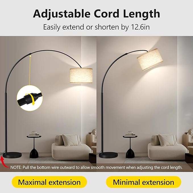 SUNMORY 82" Tall Arc Floor Lamps for Living Room, Large Floor lamp with Remote Control, Modern Curved Floor lamp, Corner Lamp for Dining Room, Office-Ruum Studio Home