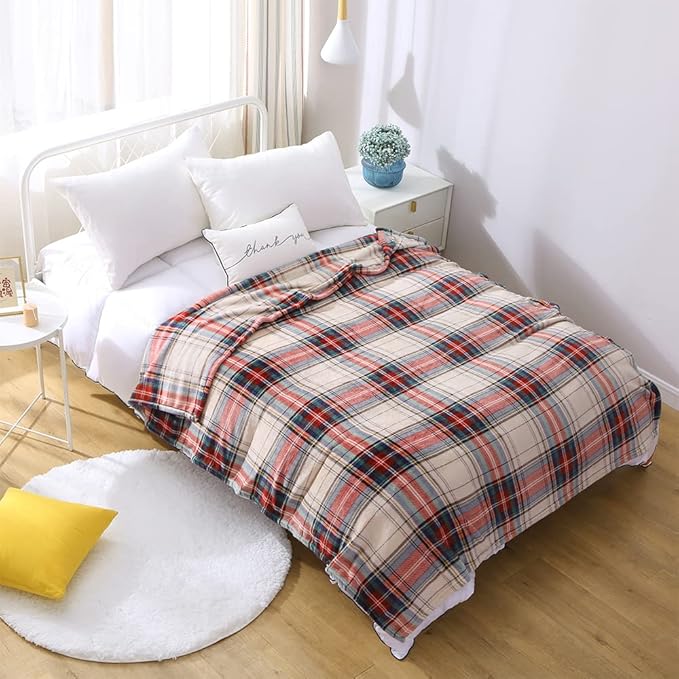 MERRYLIFE Plaid Throw Blanket for Couch | Soft Decorative Ultra-Plush Colorful| Throw Size Travel Blanket Plush|(50" 60",Tartan)-Ruum Studio Home