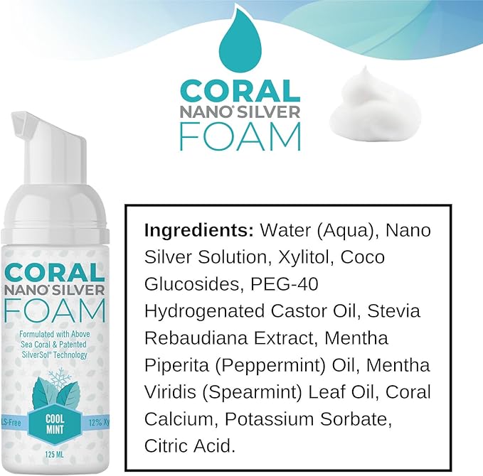 Coral Nano Silver Foaming Toothpaste, Natural Fluoride Free Toothpaste, SLS and Glycerin Free, Cool Mint, 4 Ounce-Ruum Studio Home