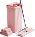 JOYMOOP Pink Mop and Bucket with Wringer Set for Home, with 5 Reusable Microfiber Mop Pads, Hands-Free Self-Cleaning System, Suitable for Floor Cleaning and Wall Cleaner-Ruum Studio Home
