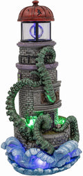 Lighthouse Attack Kraken Theme Spooky Halloween Village Multi-Color LED Lights, Animated Rotating Food Light and Music 6" x 5.5" x 12"-Ruum Studio Home