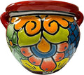 Talavera Michoacana Planter Pot Folk Art Mexican Pottery Indoor Hand Painted Outdoor Home Decor Multicolor Handmade 8"-Ruum Studio Home