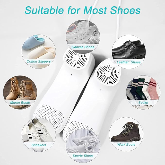 Shoe Dryer and Deodorizer with Timer - Shoes Boots Socks Gloves Dryer Warmer, Adult-Foot-Shaped | No Noise | Strong Wire | US Plug (PM20)-Ruum Studio Home