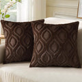 decorUhome Throw Pillow Covers 20x20 Inch Set of 2, Soft Plush Decorative Faux Fur Dark Brown Solid Couch Pillow Covers, Accent Farmhouse Neutral Square Euro Pillow Cases for Sofa Bed Living Room-Ruum Studio Home
