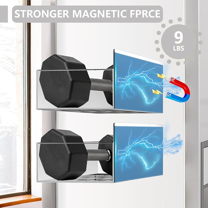 Magnetic Spice Rack Organizer for Fridge Seasoning Organizer for Kitchen Storage With Screw Magnetic Shelf for Oven, RV,Garage,Bathroom (Grey, 4pack)-Ruum Studio Home