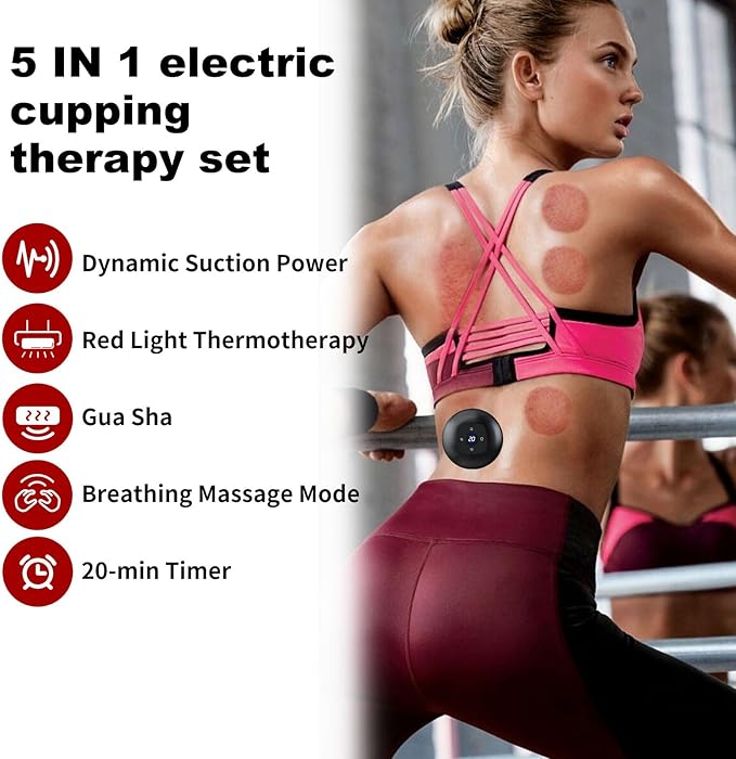 Smart Cupping Massage Therapy Set 2 Pcs, Electric Therapy Massager Kit, Therapy Device, Gua Sha Massage Tool for Pain Relief, Neck Shoulder Back Muscle Soreness (Black)-Ruum Studio Home