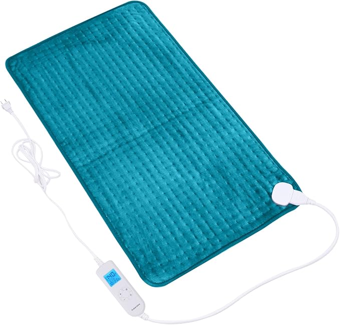Ruqiji 17''x33'' XXXL King Size Heating Pad with Fast-Heating Technology&10 Temperature Settings, Flannel Electric Heating Pad/Pain Relief for Back/Neck/Shoulders/Menstrual Pain/Leg Cramp (Light Teal)-Ruum Studio Home