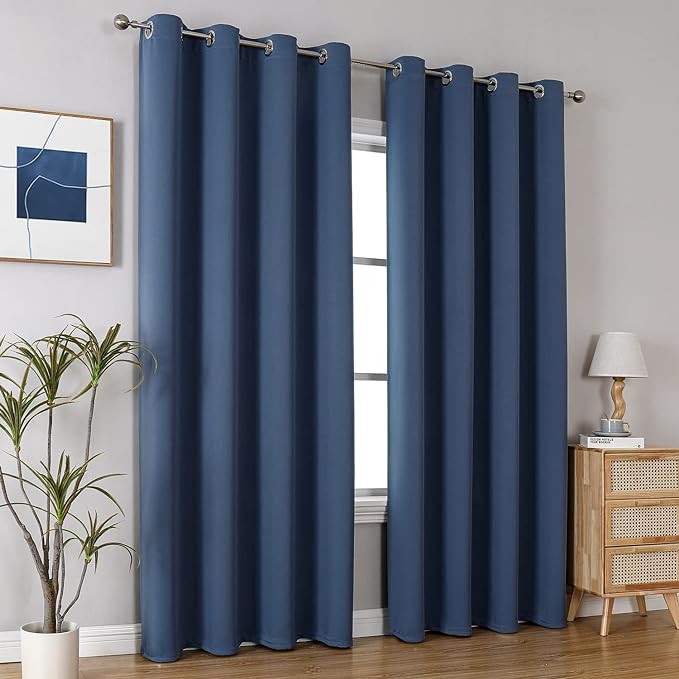 ChrisDowa Grommet Blackout Curtains for Bedroom and Living Room - 2 Panels Set Thermal Insulated Room Darkening Curtains (Stone Blue, 52W x 72L)-Ruum Studio Home
