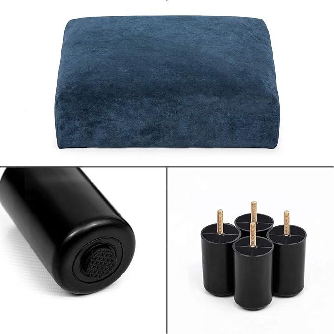 Joveco Small Foot Rest Stool Ottoman, 15" Fabric Square Short Low Footstool Upholstered Footrest for Chair, Under Office Desk, Living Room, Navy Blue-Ruum Studio Home