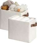 StorageWorks Narrow Storage Bins, Small Basket for Closet and Shelves, Rectangular Fabric Organizer with Handles, Toilet Paper Storage, Beige, 2-Pack-Ruum Studio Home