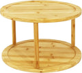 Wood Lazy Susan Organizer Bamboo 2-Tier Rotating Storage Rack – 360° Turntable Organizer for Kitchen, Spices, Cosmetics-Ruum Studio Home