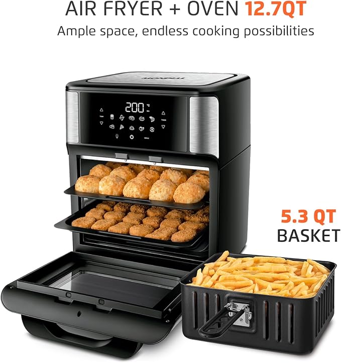Air Fryer Oven 1800W, 12.7QT Capacity, Touchscreen Panel, Automatic Shut-Off – Black & Stainless Steel – Mondial-Ruum Studio Home