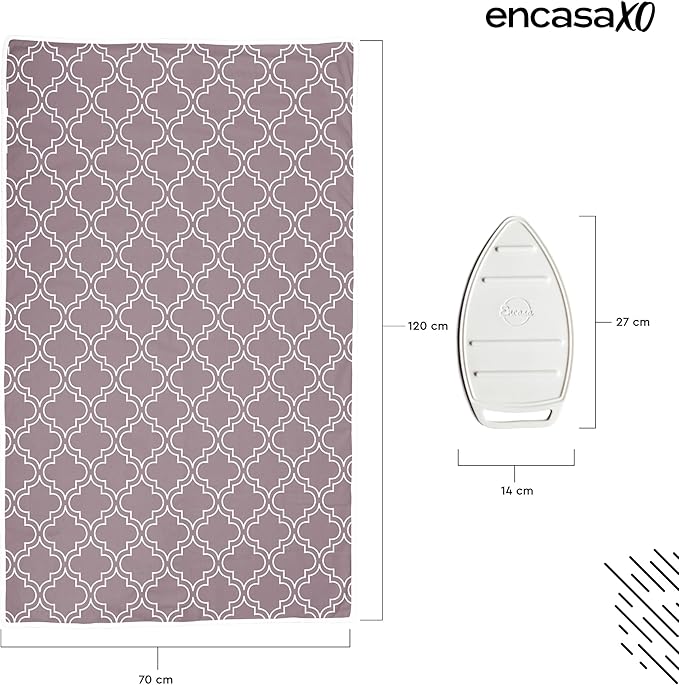 Encasa Homes Ironing Mat/Pad (Large 48"x28") with 3mm Padding & Silicone Iron Rest for Steam Pressing on Tabletop or Bed - Heat Resistant, Portable, Quilting & Travel Blanket - Mauve Tiles-Ruum Studio Home
