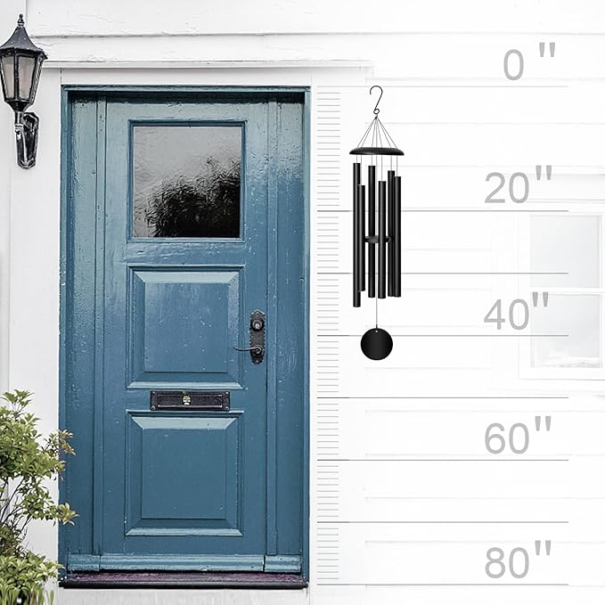 45'' Wind Chimes Outdoor,Memorial Wind Chime, Large Wind Chimes for Outside Deep Tone, Sympathy Gifts. Black-Ruum Studio Home
