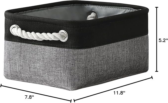 TheWarmHome Storage Basket for Organizing - 12x8x5.2 inch 1 Pack Fabric Storage Cubes, Baskets for Gifts Empty for Closet Organizer Dog Gift Cloth Toy (Grey & Black)-Ruum Studio Home