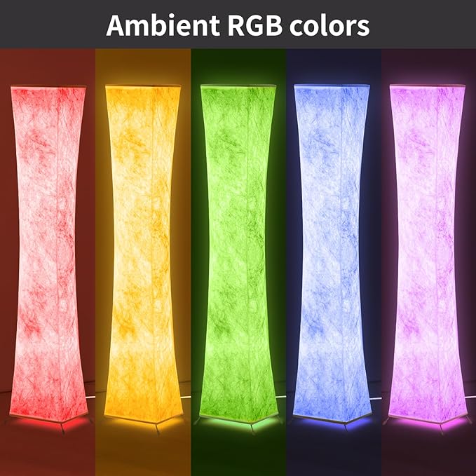 BLUEYE Floor Lamp,1800Lumens,RGBW 2700K-6500K,Remote Control,2 X 80W Equivalent,E26 Base,Color Changing Standing Lamp for Living Room Bedroom,Duppon Paper,60in-Ruum Studio Home