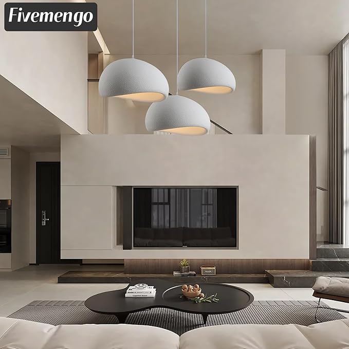 15.7in Wabi Sabi Pendant Lights Kitchen Island Lighting Fixture Ceiling Mount White Modern Japanese Lamp Japandi Chandelier for Dining Living Room Hallway Bedroom Restaurant Hanging Lamp-Ruum Studio Home