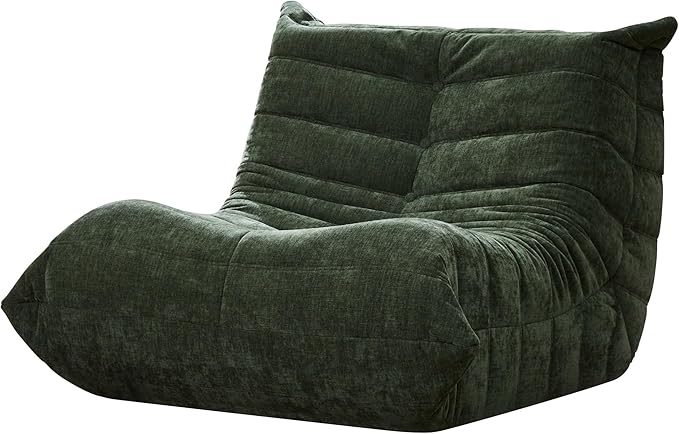 Bean Bag Chairs for Adults Giant Bean Bag Chair Memory Foam BeanBag Chair Big Bean Bag Sofa with Filler Faux Fur Fireside Beanbags Lazy Sofa for Living Room Bedroom Dorm Office (Green Chenille)-Ruum Studio Home