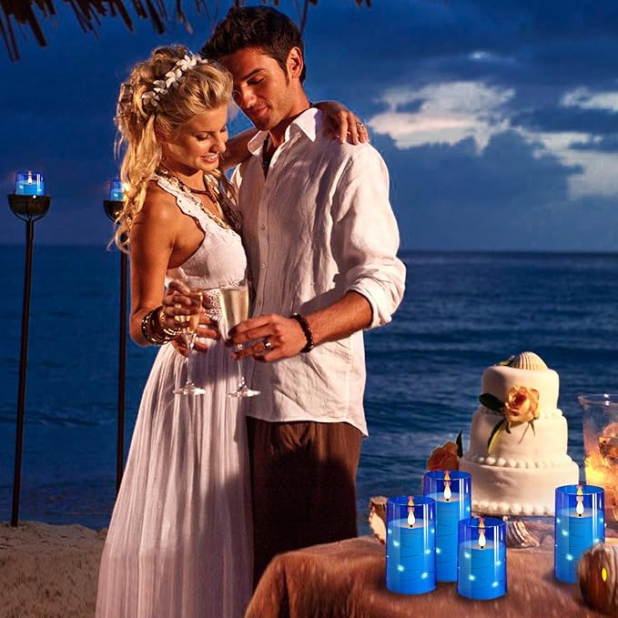 NURADA Flickering Flameless Candles: 3D Wick Built-in Star String Lights Acrylic Unbreakable Battery Operated LED Pillar Candles with Remote and Timer - 3 Pack for Wedding Valentine's Day Decor-Ruum Studio Home