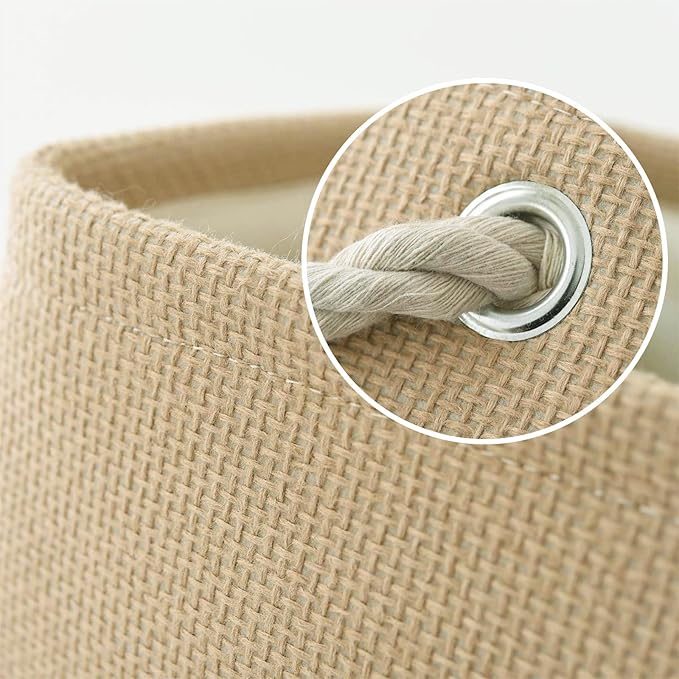 TheWarmHome Decorative Basket Rectangular Fabric Storage Bin Organizer Basket with Handles for Clothes Storage (Beige, Medium-1Pack,13.8L*9.8W*6.7H)-Ruum Studio Home