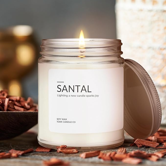 1OAK Soy Santal Candle (Santal) - Soy Wax Scented Candle - Candles for Home Scented - Long Burning Candles Premium - Hand-Poured (7oz.)-Ruum Studio Home