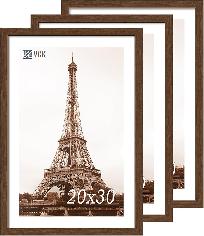 VCK 20x30 Brown Poster Frame 3 Pack, Wood Picture Frame with Exclusive Wood Grain, Wall Mounting Hanging-Ruum Studio Home
