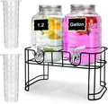 DD&HAPP Glass Drink Dispensers For Parties. 1.2 Gallon Beverage Dispenser With Stand And Stainless Steel Spigot .Lemonade Dispenser With Ice Cylinder.Mason Jars,Laundry Detergent Dispenser.-Ruum Studio Home