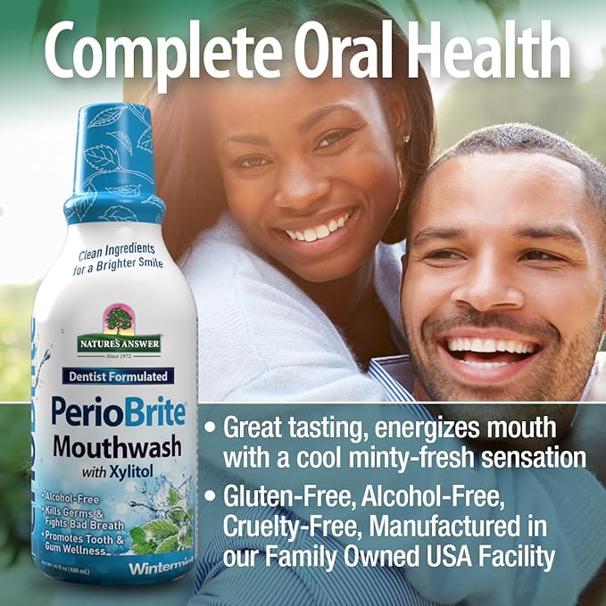 Nature's Answer Periobrite Winter Mint Mouthwash | Promotes Healthy Teeth & Gums| Fights Bad Breath | Fluoride-Free, Alcohol-Free, Gluten-Free & Vegan| No Artificial Preservatives 16oz-Ruum Studio Home