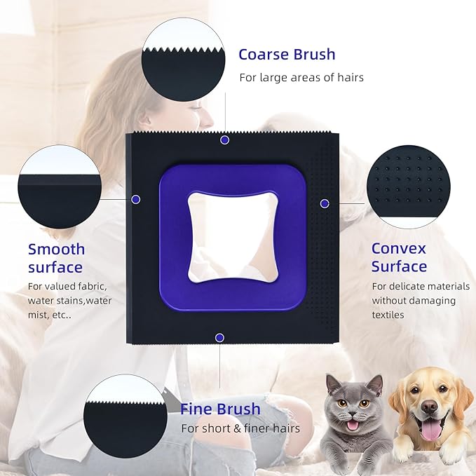 3 in 1 Mini Pet Hair Removal Tool, Dog and Cat Square Hair Remover for Car Detailing Supplies, Clothes, Couch and Carpet, Fur Cleaning Supplies for Furniture-Ergonomic and Anti-Slip, Mini Pet Supplies-Ruum Studio Home