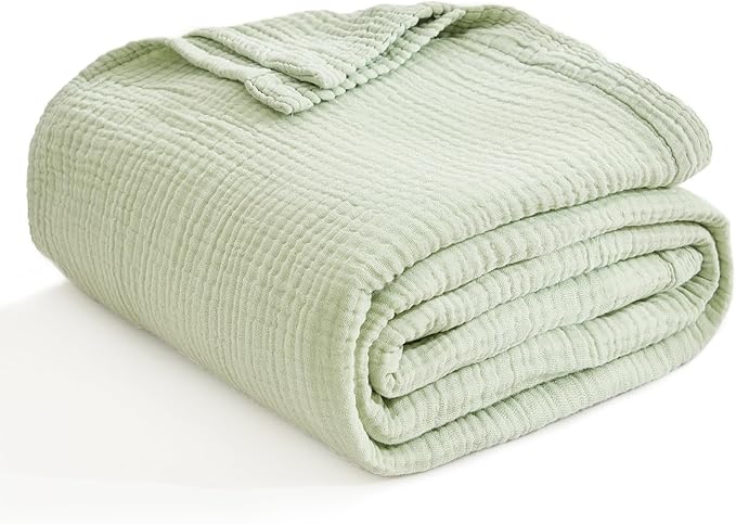 EMME Muslin Baby Blankets 100% Cotton 4-Layer Swaddle 40"x50" Lightweight Soft Breathable for Toddler, Infant, Newborn All Season Gauze Blanket, Mint Green-Ruum Studio Home