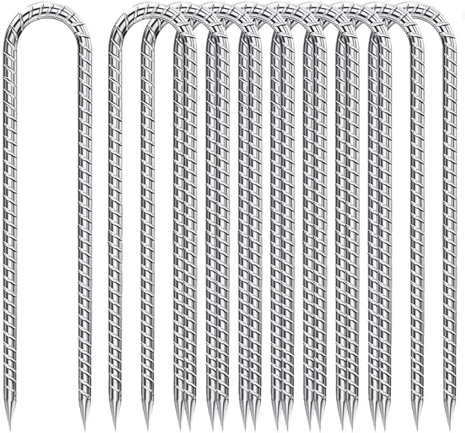 Rebar-Stakes-12-Inch, Ground Stakes Heavy Duty U-Hook Galvanized Anti-Rust Heavy Duty Ground Anchors for Garden Dog Fence Chicken Coop Christmas Decorations Deer Fence 12pcs-Ruum Studio Home