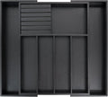 VaeFae Premium Bamboo Silverware Drawer Organizer Kitchen, Expandable Utensil Organizer with Knife Block, Cultery Tray with Divider for Flatware (Black)-Ruum Studio Home