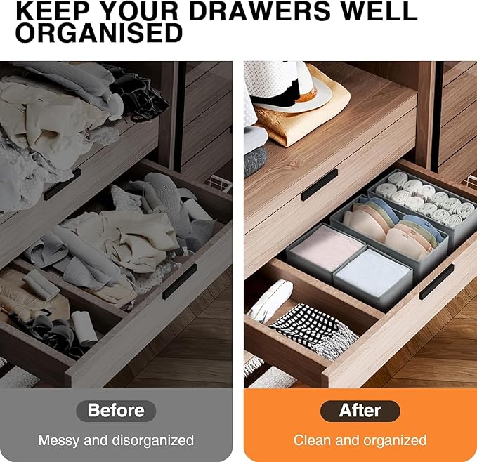 DIMJ Drawer Organizer Clothes 18 Pack - Foldable Baby Organizers and Storage & Dresser Organizer for Bedroom, Closet - Nursery Organization Dresser Dividers for underwear, Sock,Bra, Belt, Tie, Gray-Ruum Studio Home