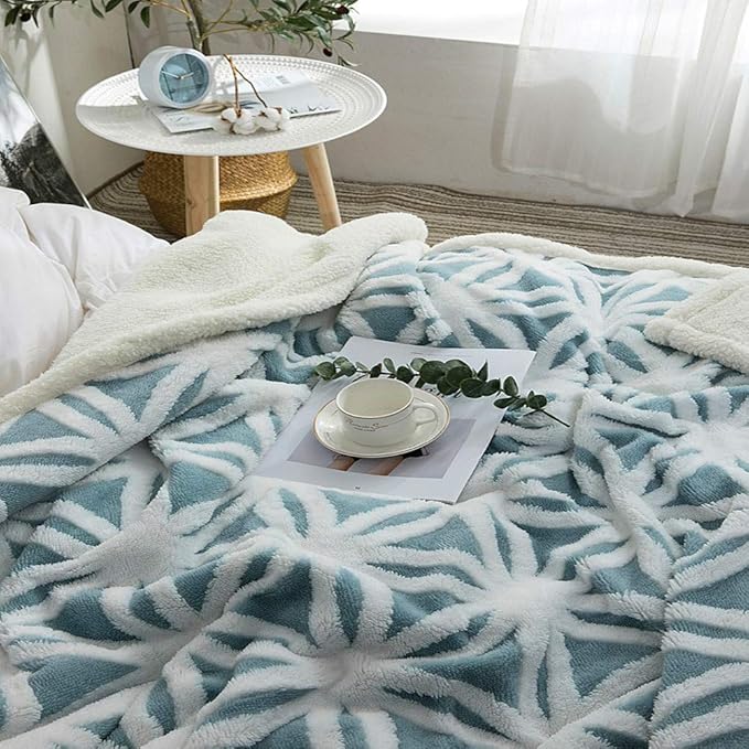 UKELER Ultra Plush Super Soft Lightweight Sherpa Throw Blanket 60''x50'' Cozy Luxury Light Blue Blanket for Bed Couch Warm Fuzzy Blanket-Ruum Studio Home