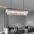 Rectangle Crystal Chandelier Black Modern Linear Chandelier Contemporary Pendant Light Fixture 8-Light Hanging Ceiling Light for Dining Room Living Room Kitchen Bedroom Foyer 47''-Ruum Studio Home