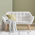 48”Small Loveseat Sofa, Modern Sherpa Upholstered Mini Couch 2-Seater Fluffy Love Seat with Quilting Backs and Wood Legs for Living Room, Bedroom and Small Space, White-Ruum Studio Home