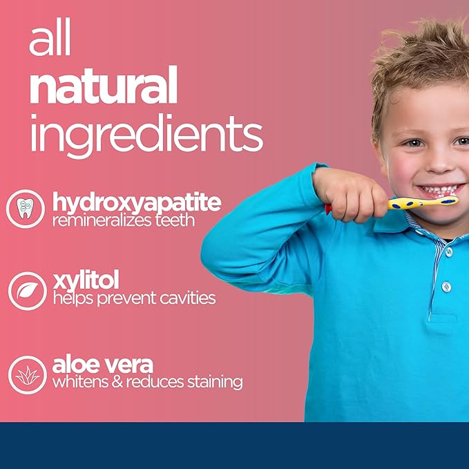 Wellnesse Kids Hydroxyapatite Toothpaste with Xylitol - Fluoride Free Toddler & Kid's Natural Toothpaste, Freshens Breath, Sensory-Friendly Oral Care, Vegan, Strawberry Flavor, 4 oz (Pack of 1)-Ruum Studio Home